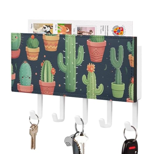 Soporte de llaves de cactus con 5 ganchos para evitar pérdidas en casa 2