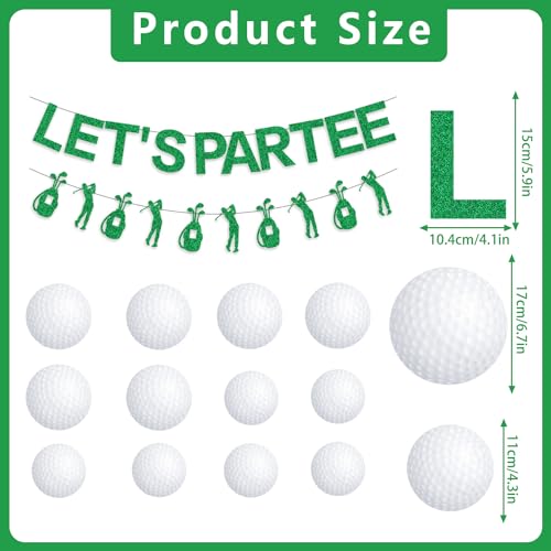 Image of Gameza Golf Party Decorations - 14PCS Let's Partee Golf Theme Decorations Golf Banners Mini Golf Hanging Swirls Party Decorations Golf Birthday Party Decorations for Men Bachelor Party Decorations