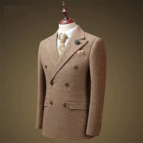 Suit Men's Suit Fit-fit British Small Plaid Formal Business Casual Wedding Banquet Suit Three-Piece Suit(X-Large)2