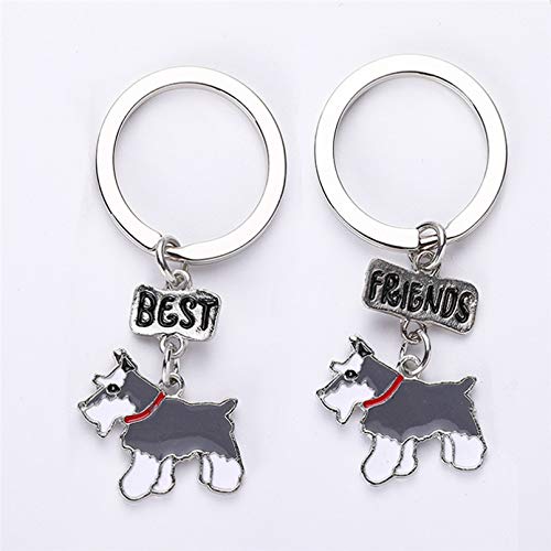 Preisvergleich Produktbild HGFJG 2Pcs / Lot Netter Hund Schlüsselbund Paare Geschenk Beste Freunde Brief Schlüsselring Tier Auto Schlüsselring Frauen Männer Geschenke Haustier