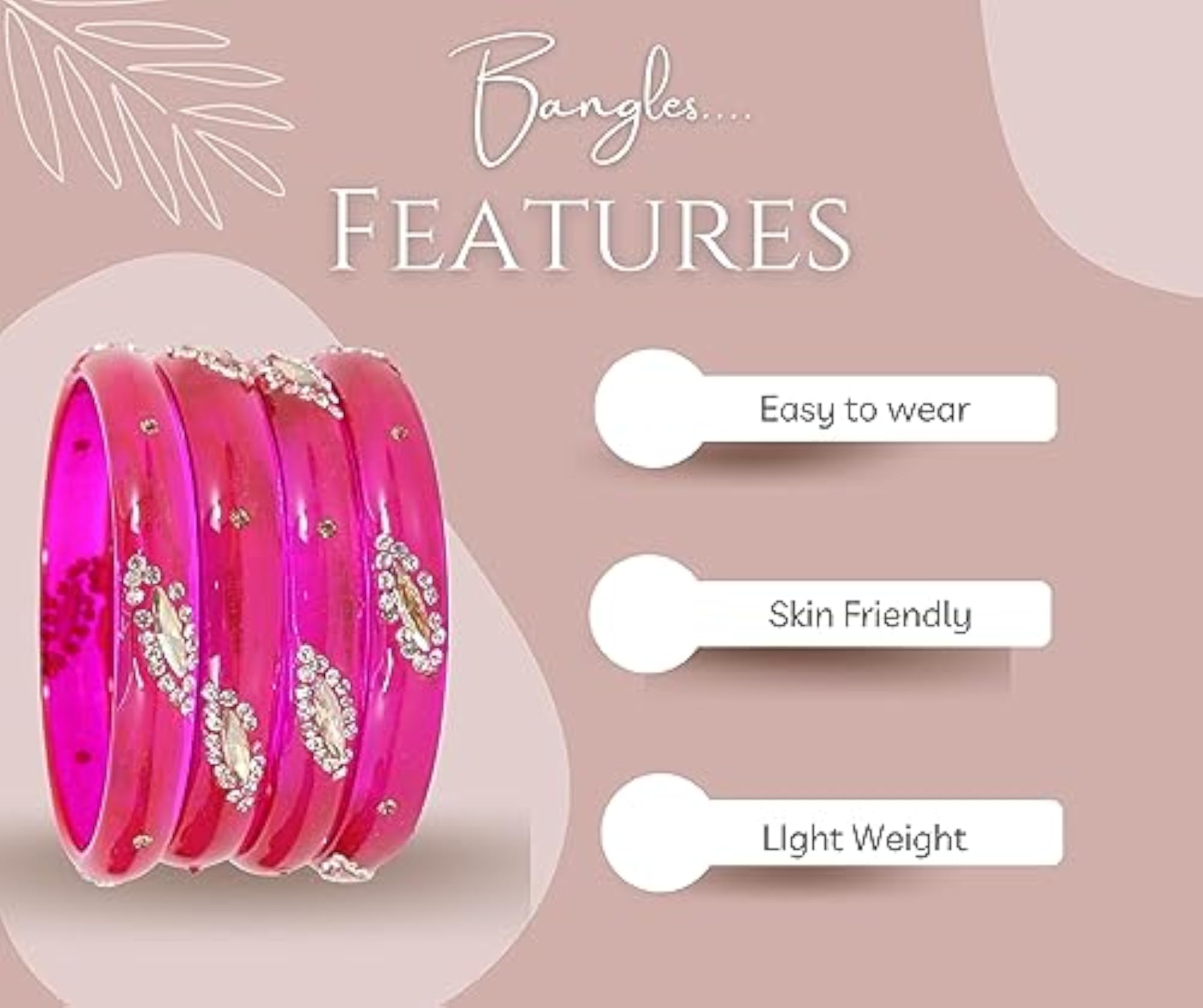 Zircon Gemstone Studded Bangles Set For Women (Pack of 4)