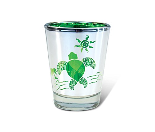 Puzzled 1.7 Oz Green Turtle Shot Glass, 2.5 Inch Novelty Glassware for Drinking