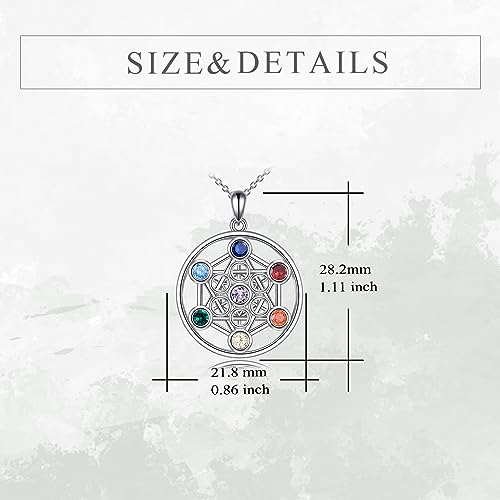 YFN Chakra Necklace Sterling Silver 7 Chakra Gemstone Pendant Spiritual Yoga Jewelry for Women Men4