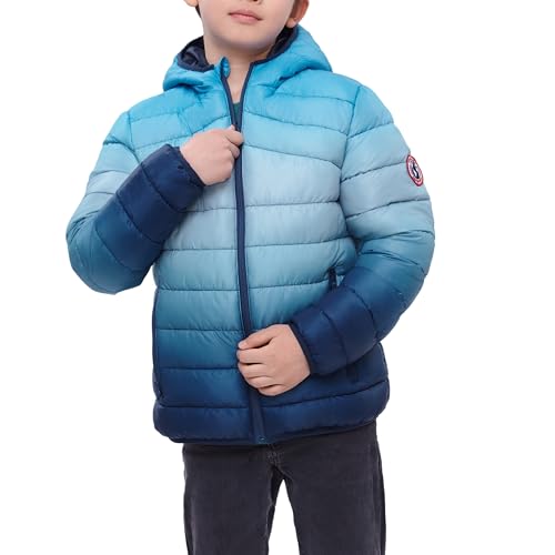 Image of Rokka&Rolla Boys' Reversible Lightweight Water-Resistant Puffer Jacket | Lightweight Breathable Reversible Puffer Makes A Hooded Winter Coat For Boys To Wear During Cold Weather Activity