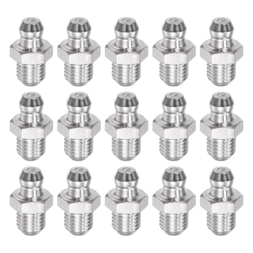 Image of uxcell 304 Stainless Steel Straight Grease Fitting M8 x 1mm Thread Hydraulic Grease Fitting Accessories, 15Pcs
