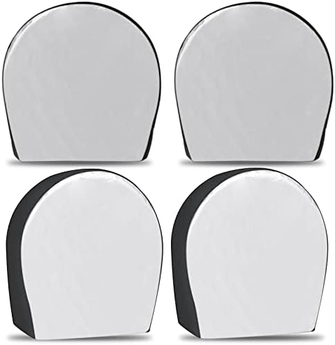 LUPTATDY Tire Covers 4 Pack, Upgraded Waterproof Anti-UV Snow Sun Rain Tire Covers for Trucks, SUV, Trailer, Camper, RV, Universal Fits Tire Diameters 27-29inches(Front Silver & Side Black)