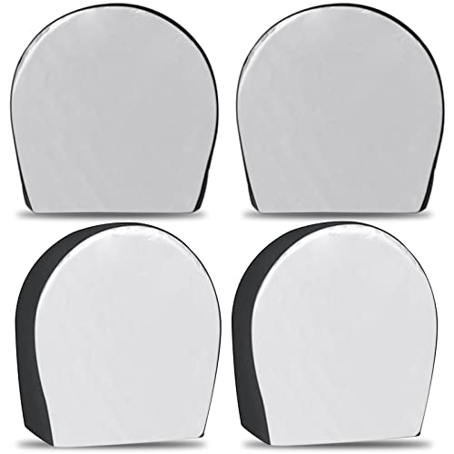 Luptatdy Tire Covers 4 Pack, Upgraded Waterproof Anti-Uv Snow Sun Rain Tire Covers For Trucks, Suv, Trailer, Camper, Rv, Universal Fits Tire Diameters 27-29Inches(Front Silver & Side Black) #TOP5