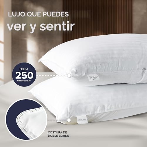 Colección de hotel Beckham Juego de 2 almohadas de cama tamaño estándar/queen - Almohada alternativa suave original para dormir - Soporte suave para dormir de espalda, boca abajo o de lado