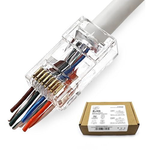 XANHAM 100 Pack Cat 6 Pass Through RJ45 Connector Unshield Modular Crimp Network Plug for Cat6, Cat6e, Cat5, Cat5e UTP Solid or Stranded Ethernet Cable