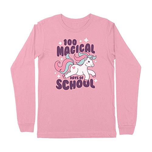 100 Magical Days of School Kids Long Sleeve T-Shirt Youth X-Small Light Pink