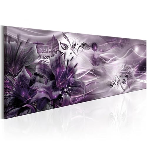Diamond Painting Lys Violet Abstrait 5D Kit Complet 50x150cm DIY Broderie Diamant pour Adulte