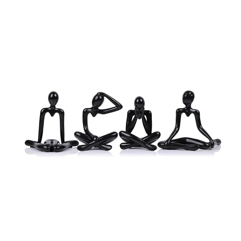 CTRLZS 4 Pcs Thinkers Statue, Bookshelf Decor Black Thinkers Statue Figurines-, Abstract Art Sculptures