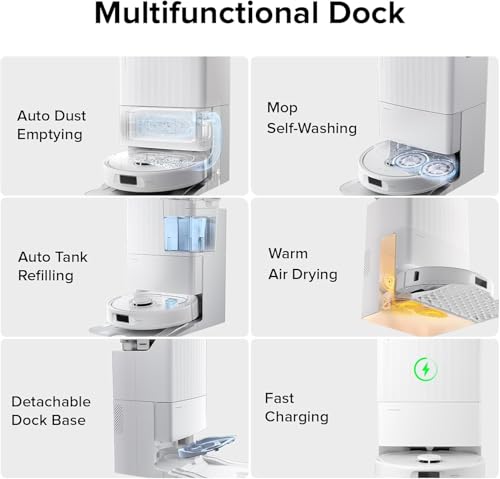Image of roborock Qrevo Plus Robot Vacuum and Mop with FlexiArm Design Edge Mopping, Self-Emptying, Auto Mop Washing & Drying, 7,000 Pa Suction, White (Renewed)