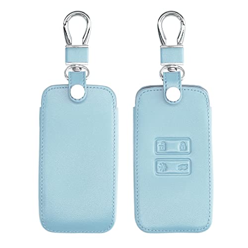 kwmobile カーキー 保護カバー 対応: Renault 4-ボタン 車のキー Smart Key - スマートキー キーケース 鍵ケース PUレザー - ライトブルー