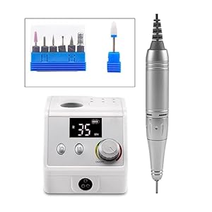 Electric Nail Drill Professional 35000RPM Portable Stand Electric Nail Drill Machine Set, Cordless Drilling Manicure Pedicure Nail Polisheryli (Bianco A)