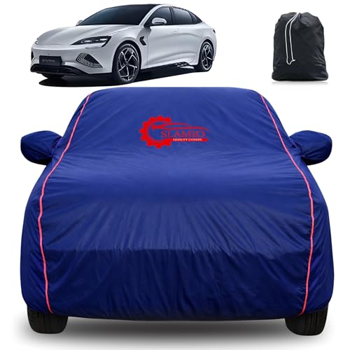 Image of 100% Waterproof Car Cover for BYD Seal | All-Weather, Dustproof & UV Protection | Heavy-Duty 3-Layer Fabric | Custom Fit with Mirror & Antenna Pocket | Navy Blue