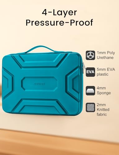 Image of DOMISO 14 inch Laptop Sleeve with Handle, Shockproof & Waterproof EVA Protective Laptop case, Hard Laptop Sleeve for 14 inch HP Dell Asus Lenovo Laptop, Teal