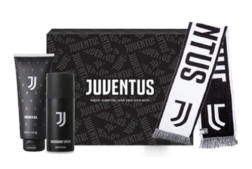 JUVENTUS | Confezione Regalo Uomo, Deodorante 150 ml + Docciaschiuma 200 ml + Sciarpa