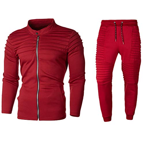 Hombres Invierno Chándales Sudadera con Cremallera Sólida Manga Larga Casual Conjunto de...