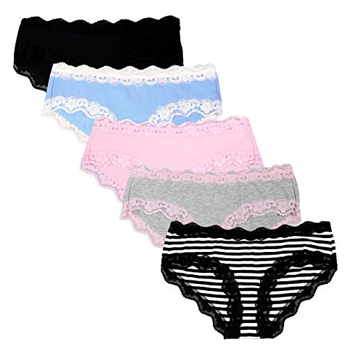 COMSOFT-Baumwolle-Unterwaesche-Damen-Hoeschen-Sanft-Spitze-Hipster-Slip-Mehrfarbig