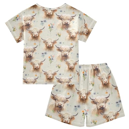 Highland Cow Animal Pajama Set Pajamas Sleepwear Nightwear Loungewear Clothes Set B04030172