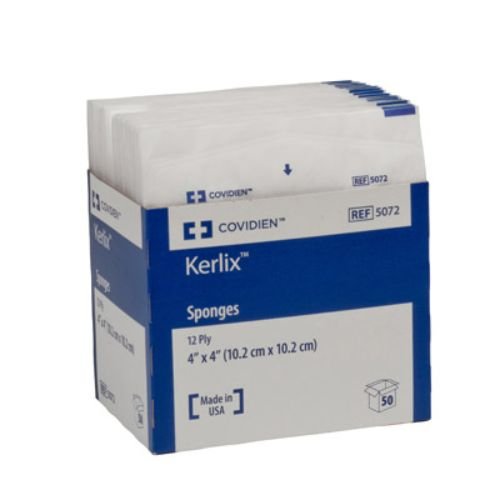 Covidien 5072 Kerlix Sponges, 12-Ply, 4" x 4" Size (Pack of 24)