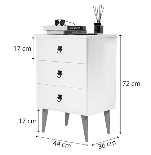 Mesa Cabeceira Quarto 3 gaveta Madri Cacau Decoração Moderna Lateral Cama Organizada - Jalmac MÓVEIS