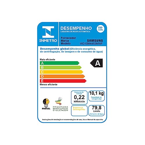 Samsung Lava e Seca Digital Inverter Ecobubble™ WD10M Branca 10.1kg 220V