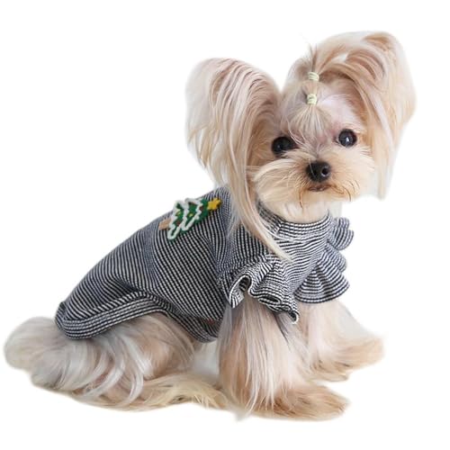 ISUPY かわいい 犬用パーカー 春秋冬 ペット 犬服 tシャツ ドッグウェア ボーダー柄 小中型犬 コート 防寒 保温 子犬 猫服 クリスマス 仮装 脱毛保護 お散歩お出かけ (XS,ブラック&袖なし)