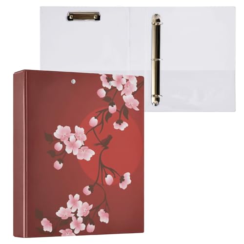 リングファイル ルーズリーフ バインダー a4 花柄 赤 レッド 新春 お正月 Dリング 3穴 200枚収納 クリップ&収納ポケット付き 書類整理 事務用品