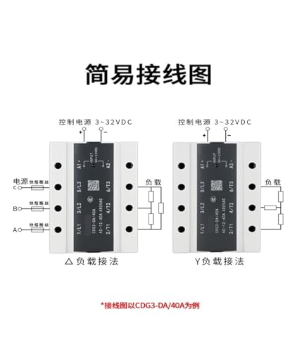 Relé de estado sólido trifásico 100A 380V SSR-DA40A con control DC a AC 3