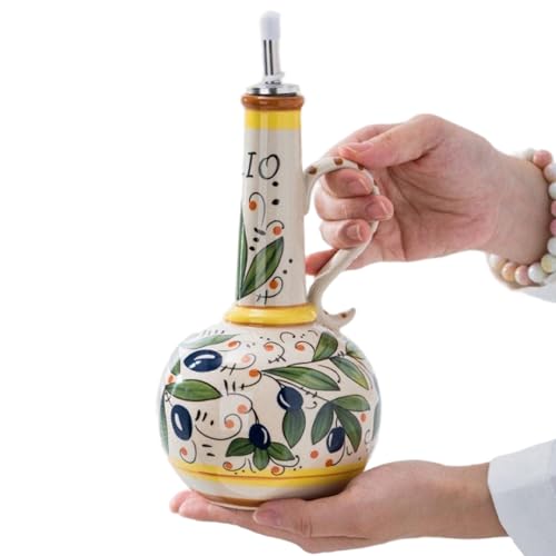Botella de aceite de oliva Muzrunq con pico de acero inoxidable y asa de cerámica 6