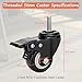 2 inch Stem Caster Threaded Stem Caster Set of 4 M10(Diameter 10 mm, Length 25 mm) Safety No Noise Caster with Brakes Industrial Castor Wheels for Wire Shelving Cart Furniture