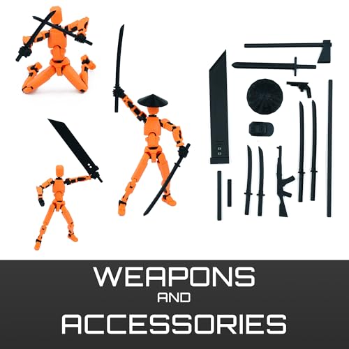 Image of Dummy 13 Action Figure Robot | Fully Articulated 3D Printed Robot Toy | 5.4-inch Collectible Figurine | Matte Finish | Unassembeled | Combo of 2 with Accessories(OrangeBlack+BlueBlack)
