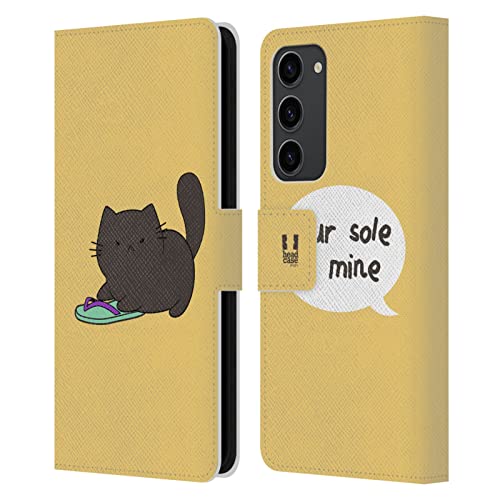 Étui portefeuille en cuir Samsung Galaxy S23+ 5G chat jaune Head Case Designs