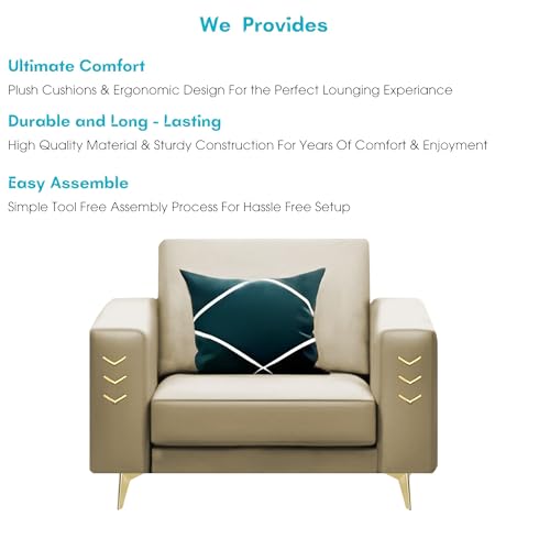 Image of Casaliving Falco 1 Seater Sofa Set for Living Room (Cream Fabric) Premium Fabric Sofa
