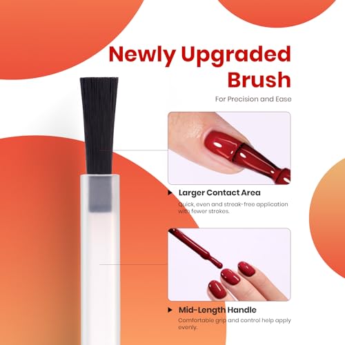 Image of Beetles Fall Gel Polish Set, 6 Colors 15ML Full Size Hema-Free Gel Polish | Burgundy Brown Dark Red Yellow Light Orange Kit Soak Off UV LED Hema Free DIY Home Salon Gifts for Women
