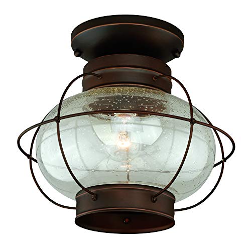 Vaxcel Chatham Bronze Coastal Globe Outdoor Flush Mount Ceiling Light Clear Glass #TOP27