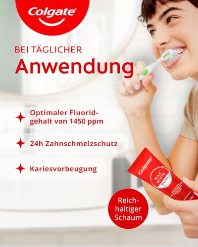 Colgate Zahnpasta Max White Ultra Active Foam, Für weißere Zähne, 2x 75 ml – Ansicht 5