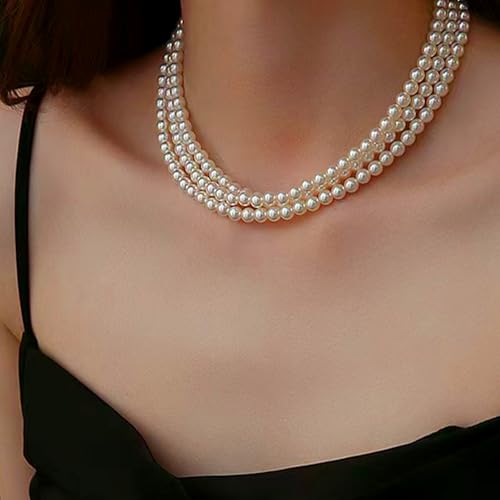 Image of Zeffy Pearl Necklace 4MM /6MM /8MM Dainty Round Imitation Pearl Choker Necklace Wedding Pearl Necklace Delicate Jewelry for Women Simple Bridesmaid Jewelry Gifts