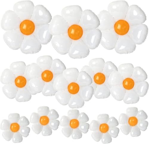 NOVWANG Daisy Balloons, 18pcs White Daisy Flower Balloons Party Decorations for Birthday Wedding Baby Shower Party Decorations Supplies（Huge Balloon X 3, Medium X 5, Small X 10） by NOVWANG - Used condition - US$8.87