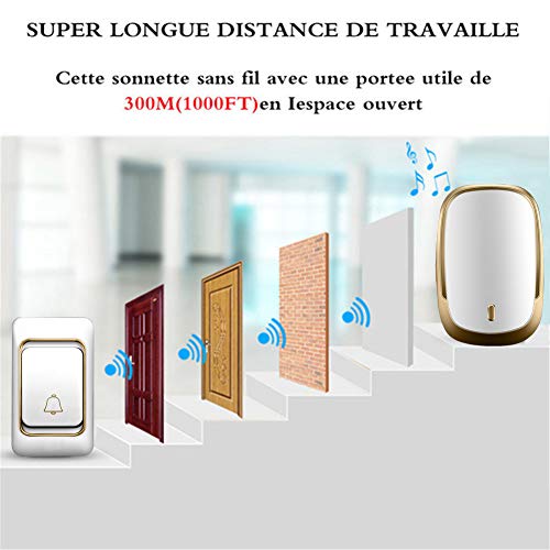 Kit de timbre inalámbrico impermeable con 2 botones, 4 receptores, 36 tonos de llamada y 4 niveles de volumen, sistema de timbre de larga distancia