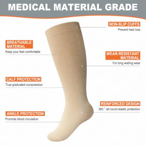 Image of Plus Size Compression Socks: Wide Calf for Women Men 20-30 mmHg