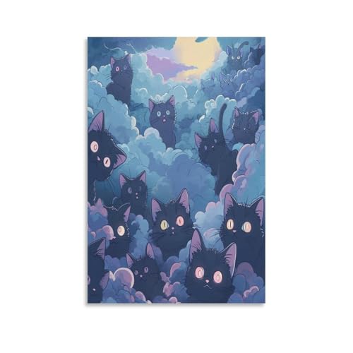 Cuadro en lienzo de gato lindo TNSGHAVED 50x75cm para decoración de salón