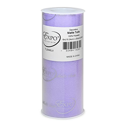 Image of Expo International Decorative Matte Tulle, Lightweight Polyester Tulle Fabric for Tutus, Costumes, and Party Decorations, Washable, Easy-to-Use, 6 Inch x 25 Yards, Lavender, Pack of 1