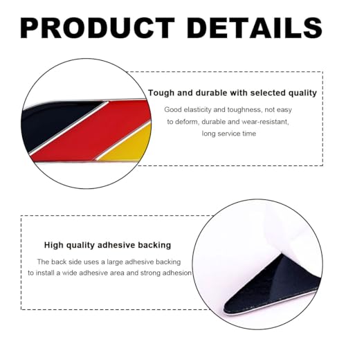 Image of 2 PCS 3D Tricolor Flag Emblem, Car Exterior Emblem Badge Sticker Decal, Vehicle Fender Bumper Decals, 3D Aluminum Declaration Badge for All Models, Universal Car Accessories (Germany)