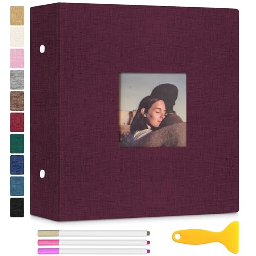 Zesthouse Photo Album Self Adhesive with Picture Display Window, 3-Ring Scrapbook Albums 60 Pages Holds 8x10 5x7 4x6 Photos, DIY Photo Book Ideal Gift for Family Wedding Baby