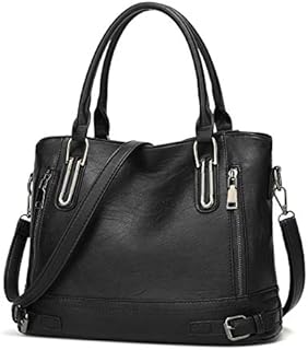 VINBAGGE Ladies Leather Handbag Designer Top-Handle Bag Vintage Tote Crossbody Shoulder Bag Fashion Clutch for Women - Black