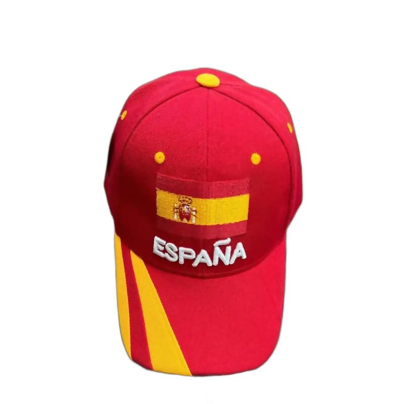 Gorra España Bandera Bordada, Visera Curva, Ajustable – Diseño Deportivo y Casual para Hombre, Mujer y Niño (FR/ES, Números, 59, 62, Rojo)