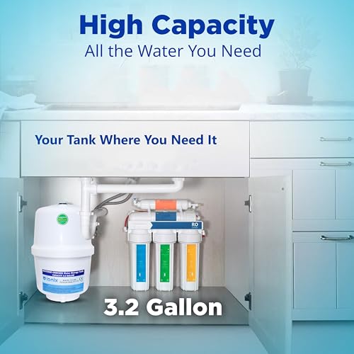 Image of IONIX Ro pressure tank with tank valve, Pre-Pressurized Water Storage Tank | Pressure Tank with 3.2 Gallon Capacity